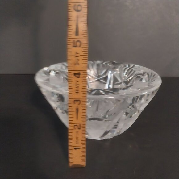 Vintage Cut Crystal Ornate Clear Glass Ashtray Heavy - Picture 7 of 8